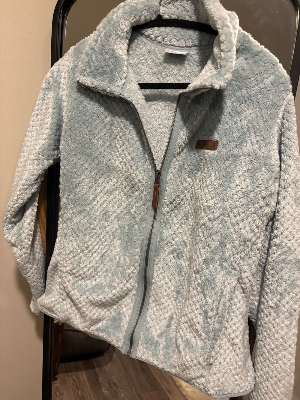 Columbia Light Blue Plush Teddy Full-Zip Jacket